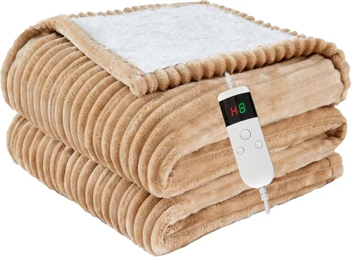 Vista 36 de Manta térmica portátil con mangas y bolsillo para el pie, manta térmica de calentamiento rápido con 10 ajustes de calor apagado automático