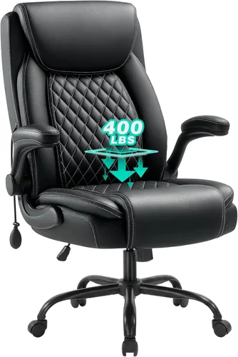 Vista 17 de 600LBS Large Heavy Duty Office Chair with 5D Flip Arms,Comfy Big and Tall Executive Office Desk Chair with Pocket Spring Cushion,High Back Computer