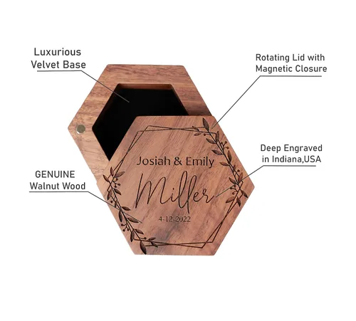 Vista 2 de Personalized Wooden Ring Box, Custom Wedding Ring Box, Engagement Ring Box, Custom Ring Holder