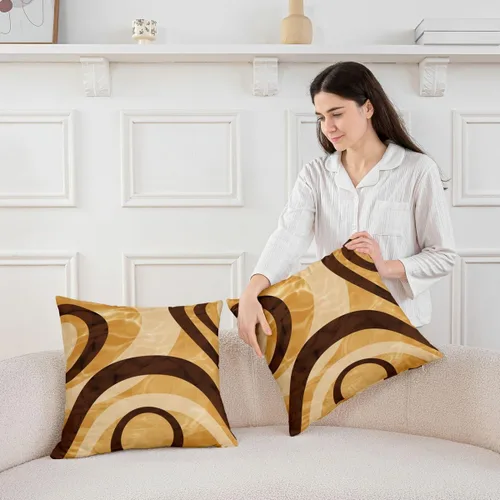 Vista 4 de Paquete de 4 fundas de almohada decorativas geométricas, juego de fundas de cojín cuadradas geométricas para sofá, dormitorio, sala de estar, línea