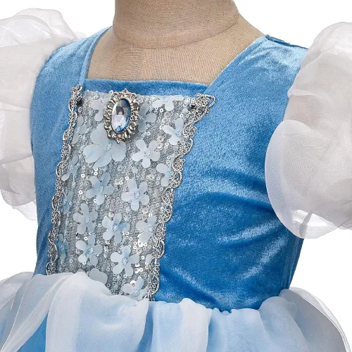 Vista 4 de Quenny Vestidos de Cenicienta de Halloween, vestidos de princesa de Cenicienta con estampado degradado para niñas.