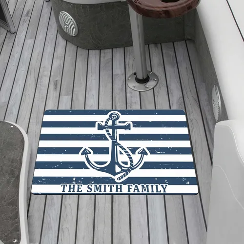 Vista 23 de Tapete náutico personalizado con nombre personalizado, alfombra de bienvenida para yate, puerto deportivo, muelle o retiro en el lago, tapete