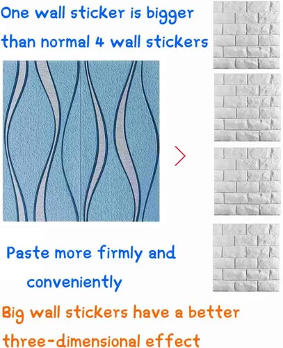 Vista 5 de 10 paneles de pared 3D para despegar y pegar, grueso diseño estéreo 3D anticolisión, autoadhesivo, impermeable, paneles de ladrillo sintético