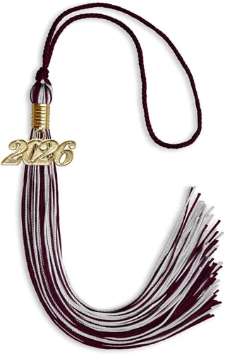 Vista 205 de Endea Graduation - Borla de doble color mixto con fecha dorada (negro/dorado antiguo, 2021)