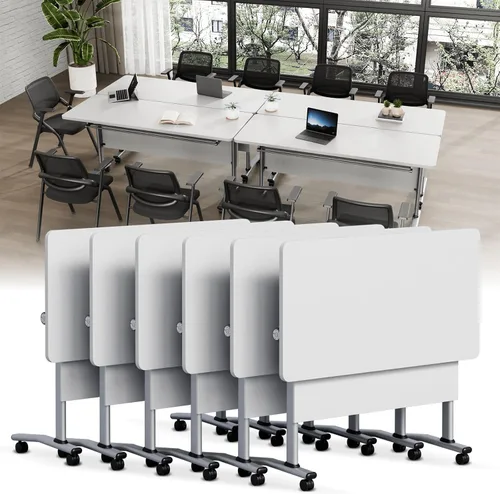 Vista 38 de Folding Conference Table with Wheels, Modular Foldable Conference Room Training Tables for Training Rooms, Flip Top Mobile Rolling Meeting Seminar