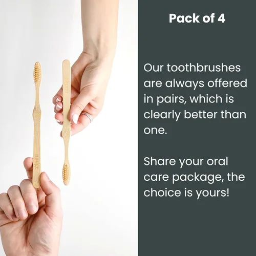 Vista 4 de Nudge - Cepillos de dientes de bambú natural con cerdas de bambú, cepillo de dientes de cerdas suaves, biodegradable, ecológico