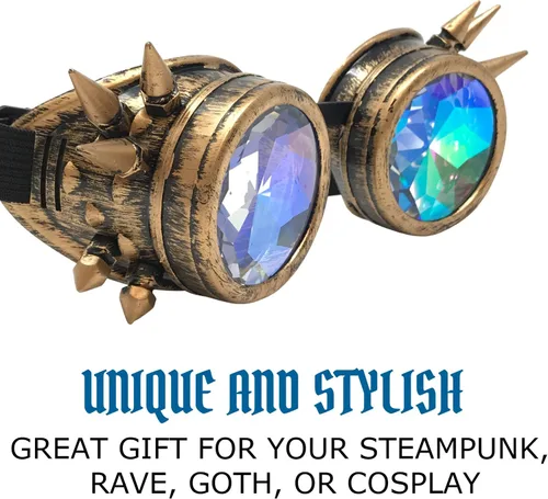 Vista 4 de UMBRELLALABORATORY Gafas de cristal arcoiris caleidoscopio rave gafas steampunk accesorios