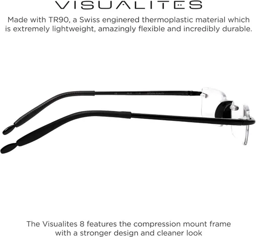 Vista 3 de Visualites Gafas de lectura rectangulares sin montura ligeras para mujeres y hombres - Modelo - VIS 8