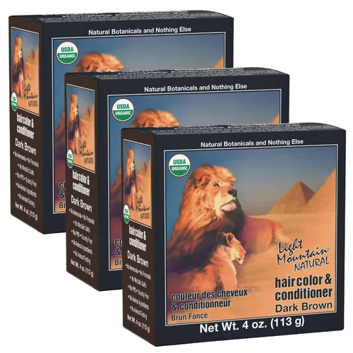 Vista 10 de Light Mountain Tinte y acondicionador de cabello de henna, tinte para el cabello castaño rojizo para hombres y mujeres, polvo orgánico de hoja