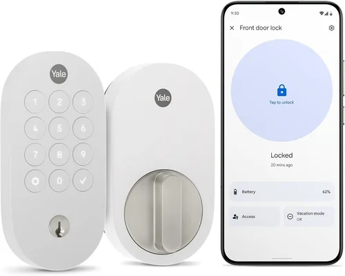 Vista 8 de Yale Cerradura Inteligente de Pestillo con Llave Ash con Google Matter, YRD510-MT1-ASH