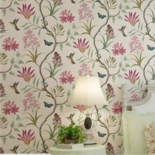 Vista 3 de Q QIHANG Papel tapiz retro con diseño de flores pastorales 3D de campo americano no tejido fresco 3D para dormitorio, sala de estar, fondo