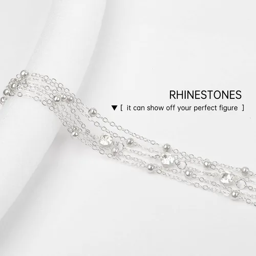 Vista 5 de Cadenas de cuerpo sexy sujetador de diamantes de imitación de plata cadena de vientre joyería bikini playa rave fiesta cuerpo accesorio para mujeres