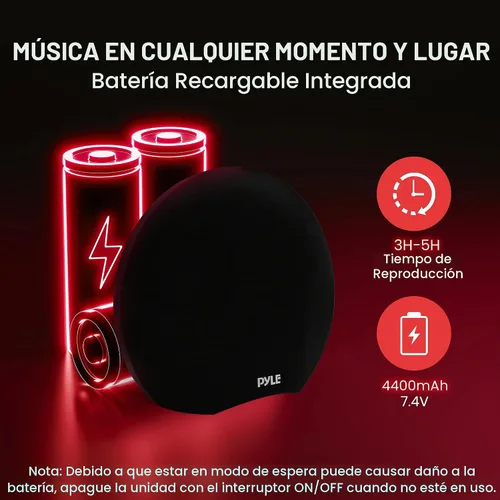 Vista 5 de Pyle Altavoz portátil Bluetooth Altavoz Bluetooth portátil impermeable de 280 W con subwoofers duales de 3 pulgadas, micrófono inalámbrico, TWS