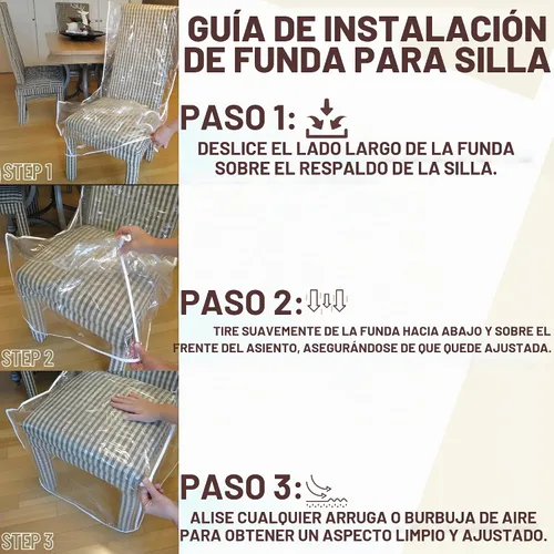 Vista 6 de Evelots Funda para silla de comedor/cocina, 2 unidades, vinilo de PVC transparente resistente, sin polvo, derrames, pelo de mascotas, garras