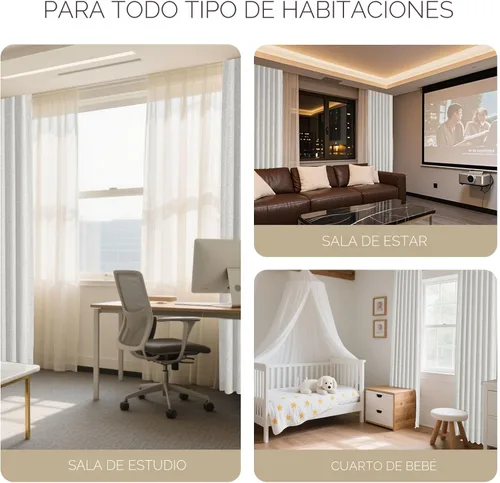 Vista 7 de Joydeco - Cortinas opacas para dormitorio de 90 pulgadas de largo 100% bloqueadoras de luz, juego de 2 paneles blancos, cortinas de oscurecimiento