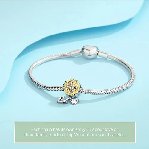 Vista 4 de Sunflower Charm Fit for Pandora Charms Bracelet and Necklace You Are My Sunshine Charm Gifts for Women