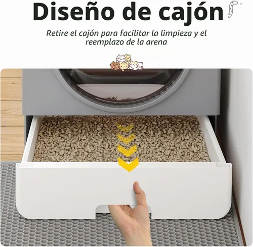 Vista 3 de Oneluck Caja de arena tipo cúpula, cajón tipo inodoro grande XL para gatos, cubierto a prueba de perros, con cuchara, alfombra, para control