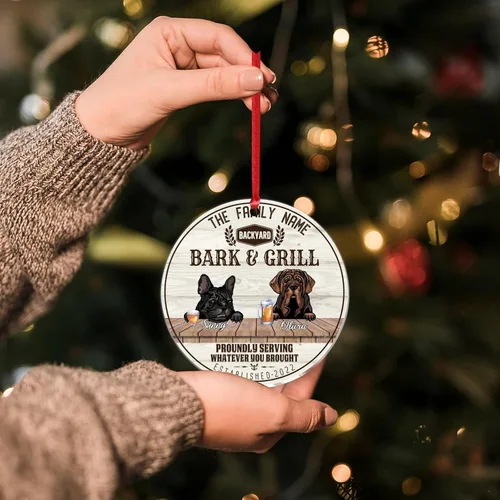 Vista 8 de SILYHEART Adorno acrílico navideño de perro toro francés y mastín napolitano, adornos de sublimación de Navidad, nombre de perro, divertido perro