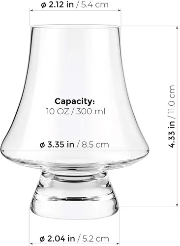 Vista 6 de Juego de 4 vasos de cristal de whisky bourbon - Vasos de degustación de borde estrecho - Hecho a mano - Bueno para brandy escocés de coñac - 9