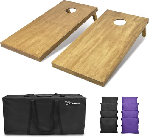 Vista 8 de GoSports 4 ft x 2 ft Regulation Size Wooden Cornhole Boards Set with Light Brown Finish - Includes Carrying Case and Bean Bags Negro- gris