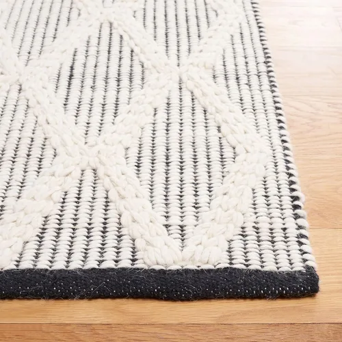 Vista 5 de SAFAVIEH Natura Collection - Alfombra de pasillo de 8 pies, color negro y marfil, diseño moderno, ideal para zonas de alto tráfico en pasillo, baño