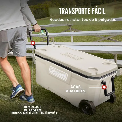 Vista 3 de Coleman Classic Series Insulated Portable Rolling Cooler with Wheels, Leak-Resistant Outdoor Hard Cooler Keeps Ice up to 5 Days