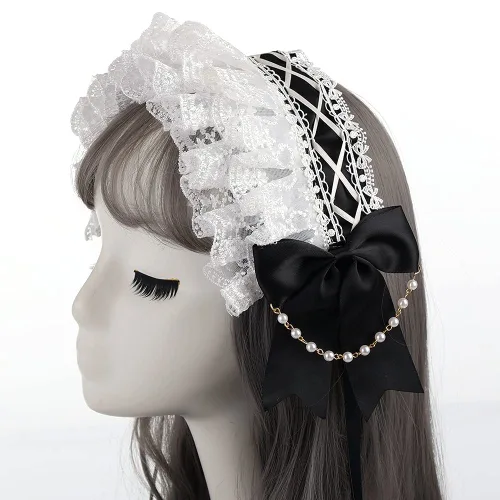 Vista 3 de COSDREAMER Diadema para cosplay de criada para niñas (negro)