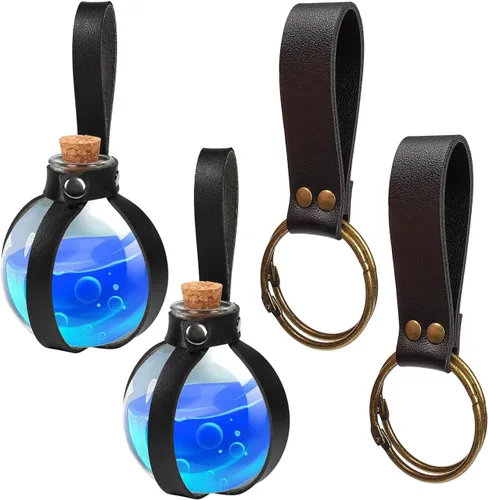Vista 10 de SUMGOGO Botella mágica oscura de poción de corcho para Halloween, cosplay, feria Ren, accesorios de bruja, accesorios de disfraz, vaso redondo