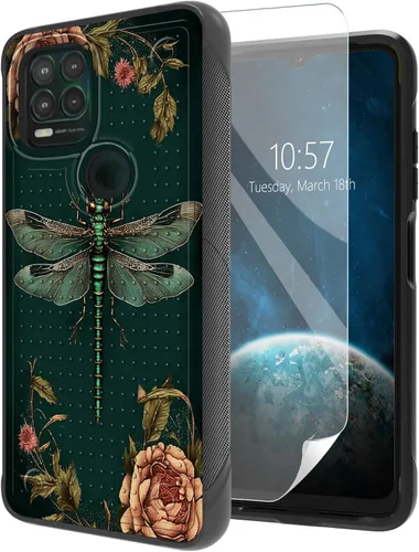 Vista 43 de Funda para Moto G Stylus 5G 2021 con protector de pantalla, a prueba de golpes, 2 en 1, parte trasera duradera de policarbonato duro texturizado