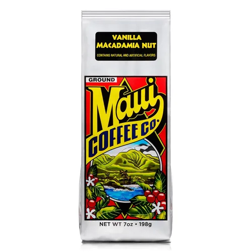 Vista 9 de Maui Coffee Company, Maui Blend Chocolate Macadamia Nut coffee, 7 oz. - Ground Roasted and Ground on Maui, Hawaii
