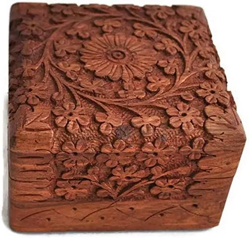 Vista 5 de Caja de recuerdos de madera hecha a mano, organizador de joyas, ideas de regalo únicas para hombres y mujeres, caja de almacenamiento decorativa