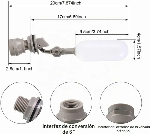 Vista 2 de Mudder Paquete de 4 mini válvulas de bola de flotador de 1/2 pulgada con brazo ajustable Plastic Float Valve for Water Tank Pond Garden Hose