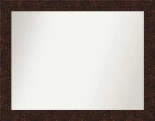 Vista 68 de Amanti Art Espejo de baño de bronce para sobre fregadero, 24 x 24 pulgadas, espejo de tocador cuadrado estrecho de bronce Manhattan, marco de madera