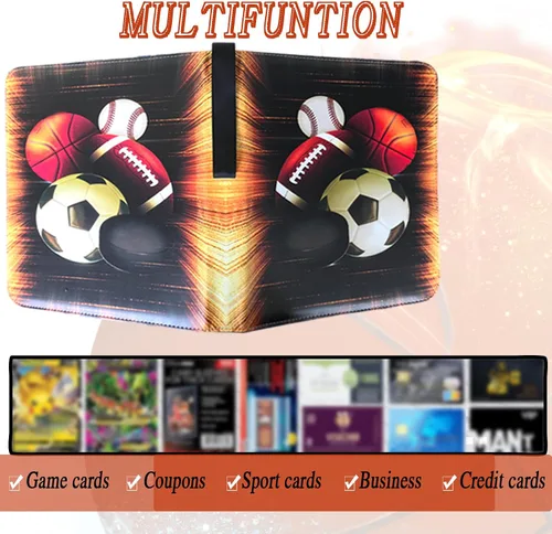 Vista 6 de Álbum de Tarjetas de Intercambio, Álbum para Tarjetas Deportivas de 4 Bolsillos con 50 Fundas Compatibles con 400 Tarjetas Deportivas, Álbum Porta