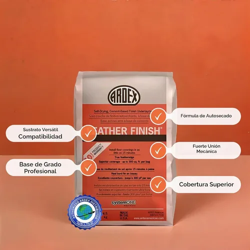 Vista 2 de Ardex Feather acabado secado automático Cemento Base Gris Pack de 4 bolsas 10 libras
