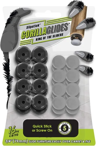 Vista 6 de GorillaGlides CB193 Deslizadores de Silla de 3/4 Pulgada/Protectores de Piso para Pies de Muebles (Juego de 16 Deslizadores) Deslizadores