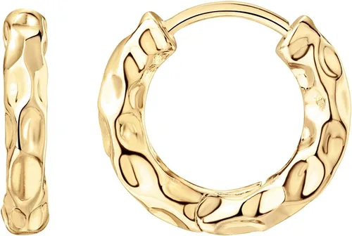Vista 14 de PAVOI Aretes de aro gruesos chapados en oro de 14 quilates para mujer - Aretes pequeños de aro de oro con postes de plata de ley 925 - Joyería