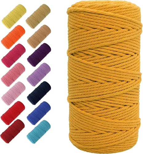 Vista 36 de Cordón de algodón para macramé 3mm x 109 yardas, cuerda de macramé natural color beige, suministros perfectos de algodón para macramé, para hacer
