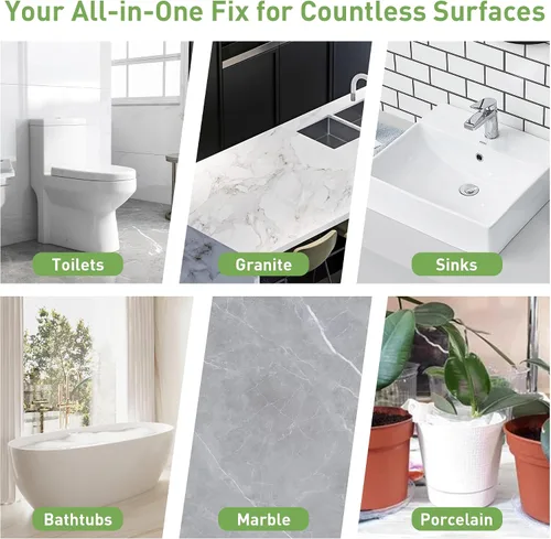 Vista 7 de Kit de reparación superficial PIBEIBUK para bañeras, azulejos, encimeras - Corrige esquirlas, grietas, arañazos, agujeros