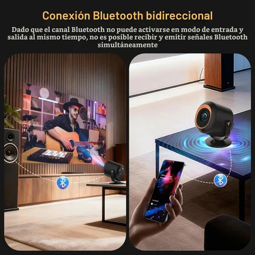 Vista 7 de Mini Proyector con WiFi y Bluetooth, Proyector Portátil Nativo 1080P Compatible con 4K con Soporte Ajustable de 180°, Pantalla Máxima de 180
