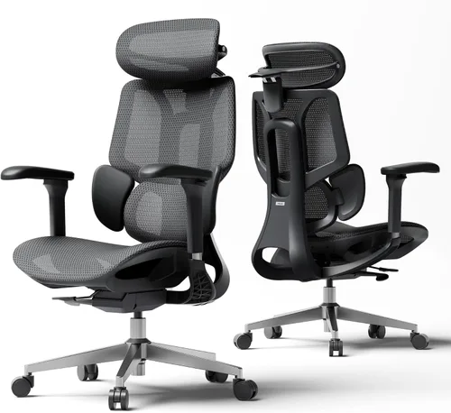 Vista 14 de Hbada X7 Silla ergonómica inteligente, silla de oficina ergonómica, seguimiento lumbar totalmente automatizado, reposacabezas ajustable 4D Negro