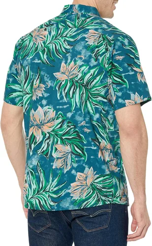 Vista 2 de Volcom Camisa hawaiana de manga corta con botones florales de mármol regular para hombre