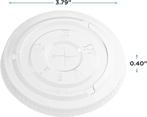 Vista 3 de Eco-Products BlueStripe - Tapas planas de plástico reciclado, caja de 1000, se adapta a vasos de plástico de 9 a 24 onzas, hechas de 30% botellas