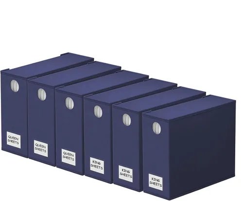 Vista 9 de SpaceAid Paquete de 6 Organizadores y Almacenamiento de Sábanas de Cama, Organizador de Sábanas Plegable con Ventana para Armario de Ropa Blanca