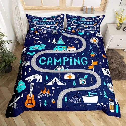 Vista 35 de Feelyou Juego de ropa de cama con patrón de sushi, funda de edredón de estilo japonés para niños, niñas, adolescentes, funda de edredón con temática
