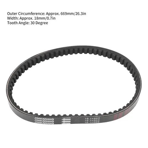 Vista 7 de Drive Belt Replacement for Motorbike, Hard Rubber Transmission Part 669-18 - 30 Black - Durable Reinforced Material, Stable Performance for GY6-60