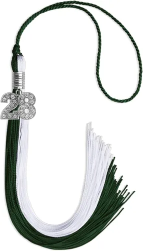 Vista 185 de Endea Graduation Borla de doble color con dije de plata brillante (negro/oro antiguo, 2025)