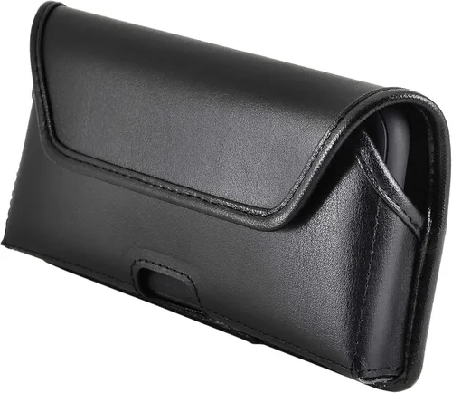 Vista 9 de Turtleback Funda diseñada para iPhone 11 (2019) y iPhone XR (2018), funda de piel negra con clip ejecutivo para cinturón, horizontal