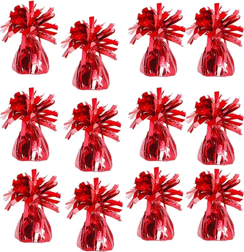 Vista 12 de Pesas de globos metálicos, recuerdos de fiesta de cumpleaños, regalos novedosos y mordazas, 5.5 pulgadas, paquete de 12 unidades plateado