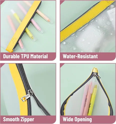 Vista 5 de Mr. Pen - Estuche transparente para lápices, paquete de 3, estuche transparente para lápices, bolsas para lápices